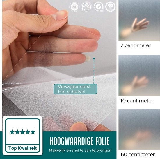 Homewell Film pour fenêtre HR++ 70x300cm - Protection solaire et isolation - Anti-éblouissement - Autocollant - Verre dépoli