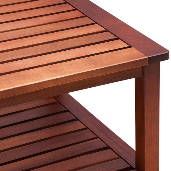 Table d'appoint Casaria Bois d'acacia - 45x45x45cm - avec 2 étagères Marron