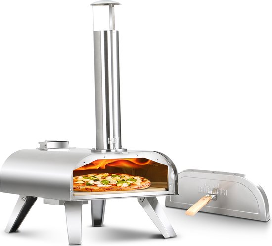 Four à pizza BIGHORN à granulés - Four à pizza d'extérieur - Four à pizza portable - Pliable - Acier inoxydable - 15 kg - 460 °