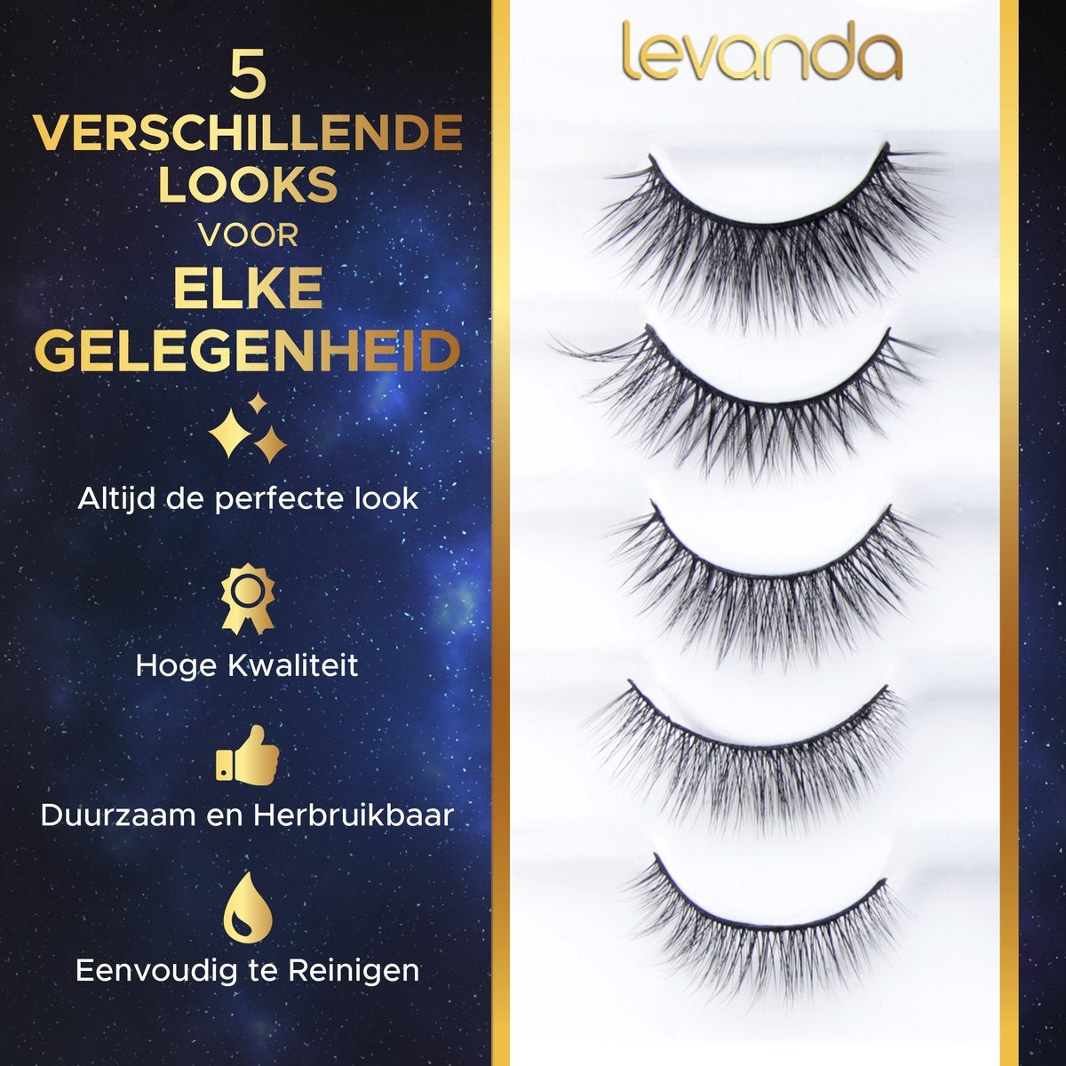 Faux cils Levanda - avec eyeliner magnétique noir - extensions de cils magnétiques - faux cils crayon magnétique et applicateur