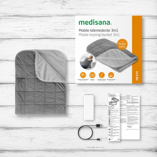 Decoways - Couverture électrique Medisana 3-en-1 HB 674 162 x 62 cm, grise