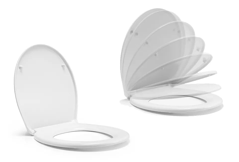 Home&Comfort - Abattant de WC robuste en forme de D avec fermeture souple - Blanc brillant