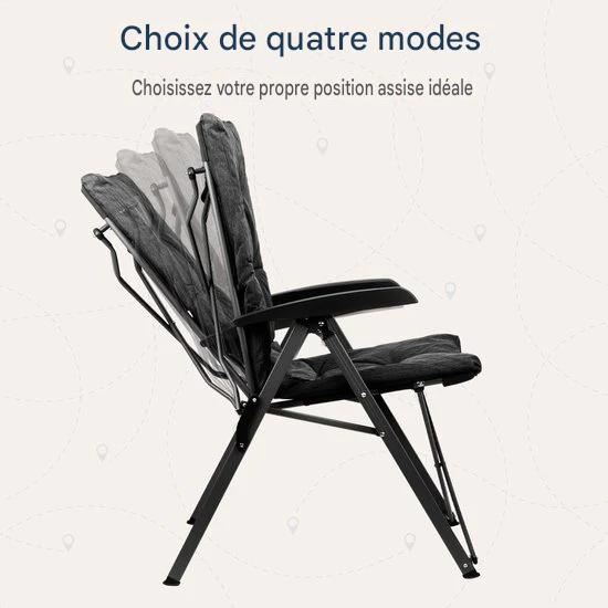 TRVLMORE Chaise de camping - Sac de transport inclus - Duo Pack - Capacité de charge de 150 kg - Chaise de camping - Compartiment de rangement - Chaise pliante - Noir