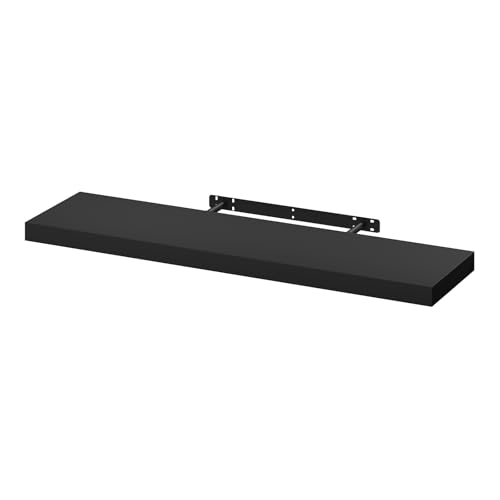 Woltu Etagère murale flottante RG9370sz - MDF Noir - 90x22x3.8 cm