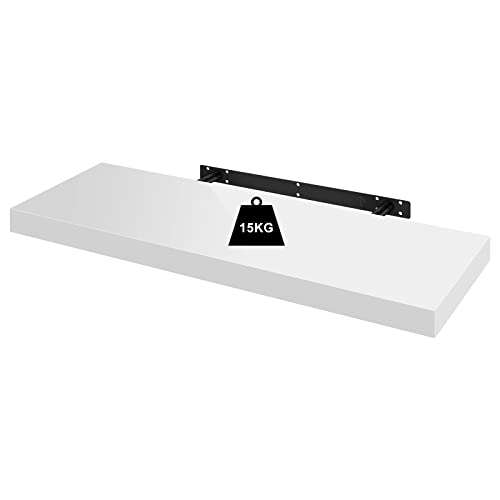 Woltu Étagère murale flottante blanc brillant 90x22.9x3.8 cm