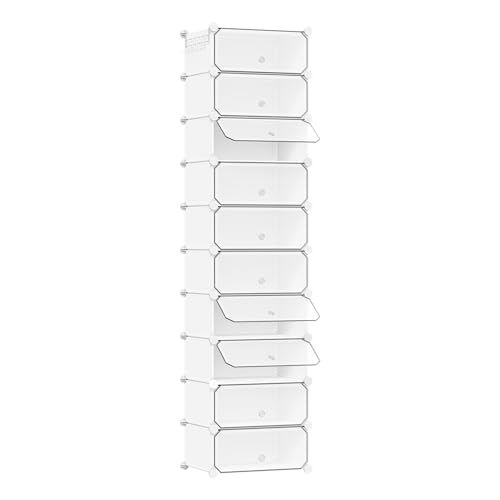 Woltu Shoe Cabinet with 10 Compartments White 40 x 30 x 170 cm