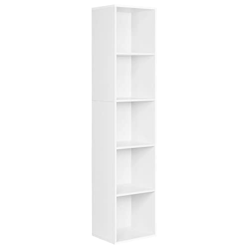 Woltu Bookcase SK003ws5 5 compartiments - Blanc - 30 x 132 x 24 cm