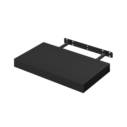 Woltu Floating Wall Shelf RG9372sz - Étagère murale en bois noire - 40x23x3.8 cm - Pour le salon, la chambre et la cuisine