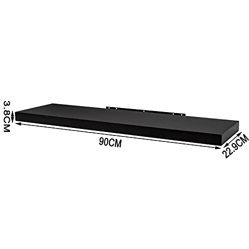 Woltu Etagère murale flottante RG9370sz - MDF Noir - 90x22x3.8 cm