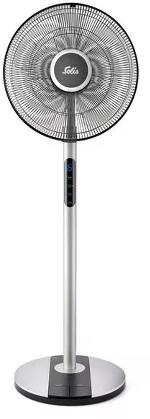 Ventilateur sur pied Solis Step & Chill - Ventilateur silencieux (24–54 dB) - 6 vitesses - Oscillation horizontale et verticale - Sur pied - Hauteur : 133 cm - Télécommande - Argent