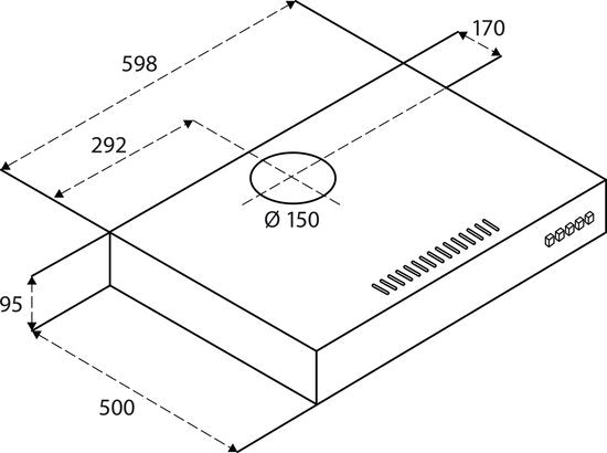 Hotte encastrable Inventum AKO6015ZWA 60 cm - Débit d'aspiration 350 m³/h - Convient aux grandes cuisines - 3 vitesses - Spots LED - Évacuation vers l'extérieur et recirculation - Noir