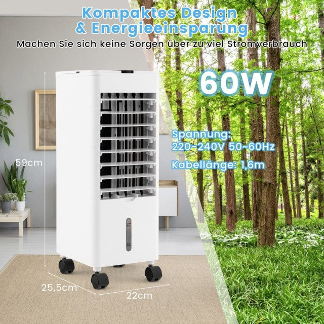 Climatiseur 3-en-1 Coast avec ventilateur et humidificateur - Réservoir d'eau de 2,8 L - Silencieux (44 dB) - 59 x 22 x 25,5 cm - Gris