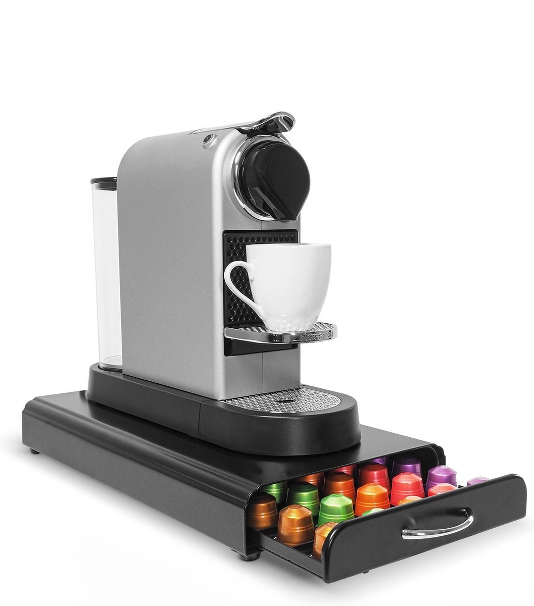Gadgy Nespresso Capsulehouder met Lade - Koffiecups Houder Nespresso - Koffiehouder voor Nespresso Capsules - 50 Capsules - Cuphouder Zwart