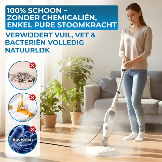 Powell Steam Cleaner - Nettoyeur à vapeur portatif - 2 en 1 - Nettoyeur de tapis - Nettoyeur à vapeur de sol - 10 accessoires inclus - 240 V - 1300 W - Noir/Blanc