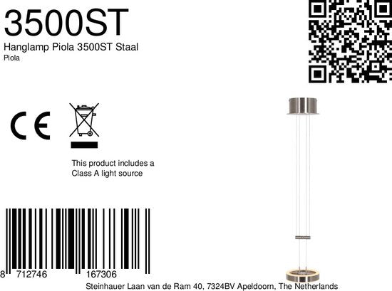 Suspension Piola 3500ST en acier, hauteur réglable, style moderne, Steinhauer