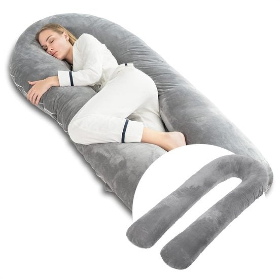 Avalo Oreiller de grossesse 5XL - 330CM - Housse amovible - Oreiller pour le sommeil latéral / Oreiller pour le corps / Oreiller pour le corps / Oreiller d'allaitement