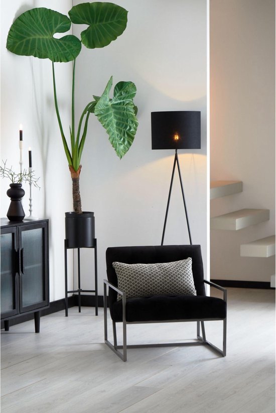 Light & Living Abat-jour cylindrique Livigno - Noir - Ø 50 x 38 cm - Moderne