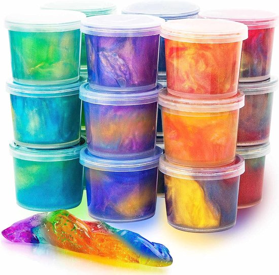 Partizzle 24x Galaxy Slime Pack - Universe Astronaut Handout Gifts - Grabbelton Making Slime Toys - Treat Gifts for Kids - Coloured