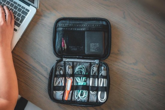 Pochette de rangement des câbles - Convient aux lecteurs électroniques, chargeurs et accessoires électroniques - Pochette de voyage pour câbles - Sunflake