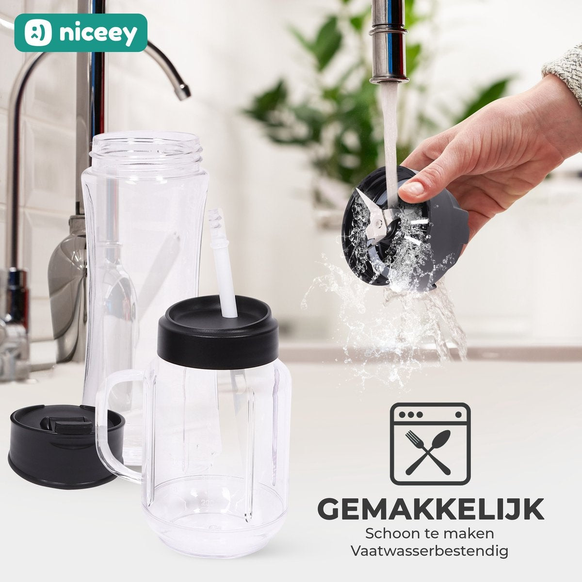Niceey Mini Blender - Smoothie Maker - 500W - Noir