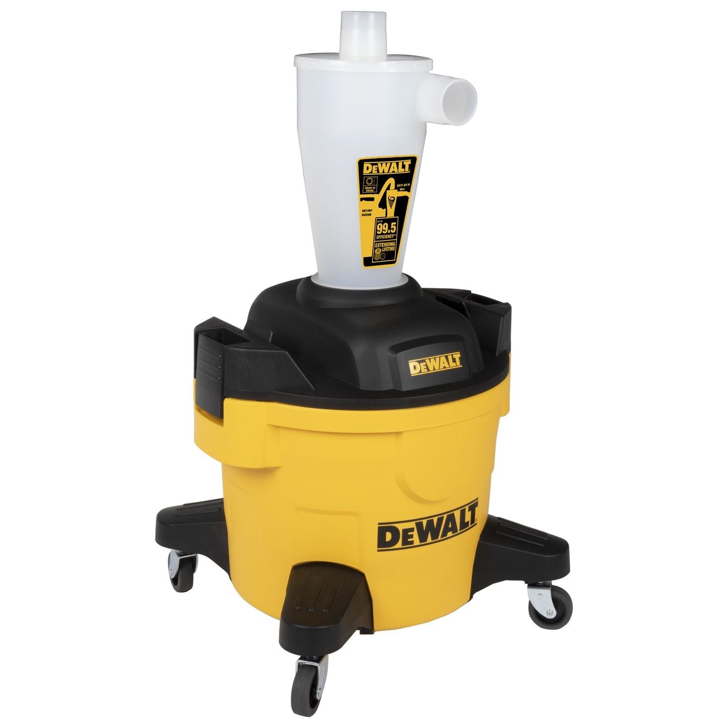 DeWALT DXVCS002 Pré-séparateur 23L - Polymère robuste, tuyau 48mm, longueur 2m, jaune