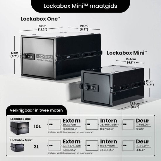 Lockabox Mini™ Boîte de rangement avec serrure numérotée - Armoire à pharmacie verrouillable - Coffre-fort en polycarbonate - Résistant au réfrigérateur et au congélateur - 3 litres - 22.3 x 15.4 x 12 cm