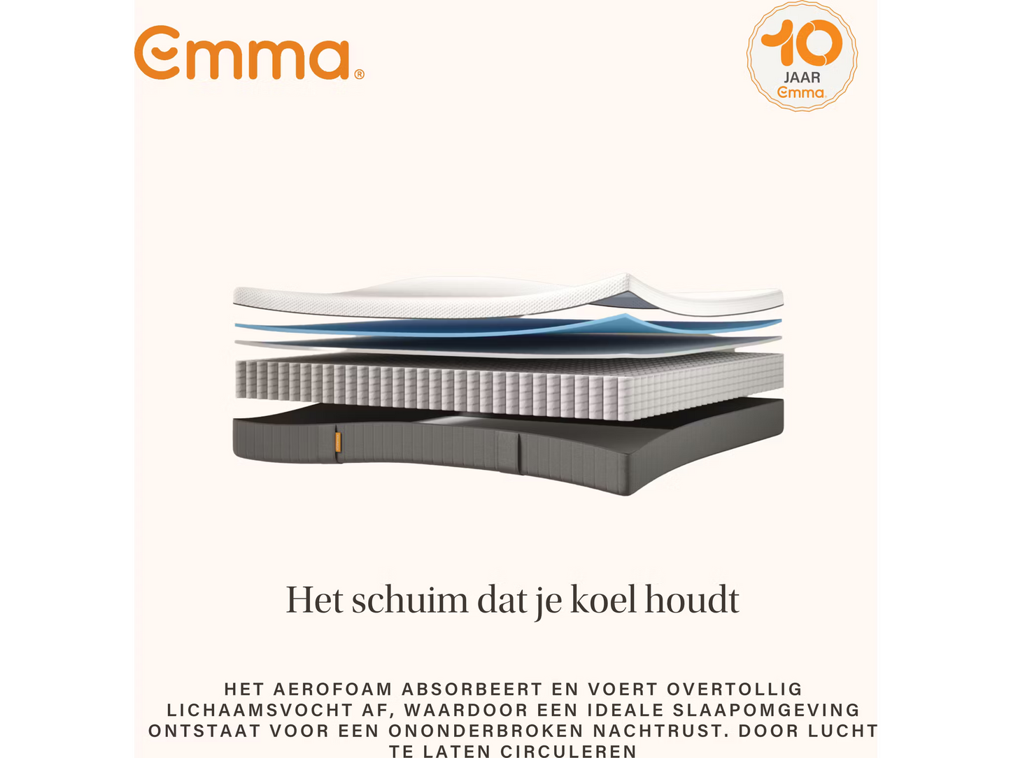 Matelas Emma Sleep 22 Lite Hybrid - 7-Zone Pocket Spring & Durable SupportBase Foam - 80 x 200 cm