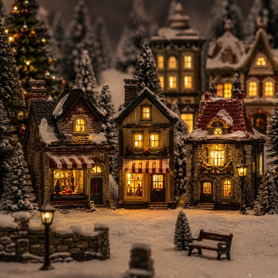 Adaptateur Luville « Village de Noël » 4,5 volts avec 4 fiches - Décorations de Noël d'intérieur - Décorations de Noël « Monde miniature » - Remplace le boîtier à piles - 7 x 4 x 5 cm - Blanc