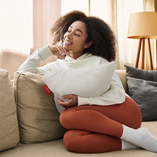 Auronic Heat Pillow - Sherpa Fleece - 45x45 - Sans fil - Rechargeable - Oreiller électrique - Infrarouge - Blanc