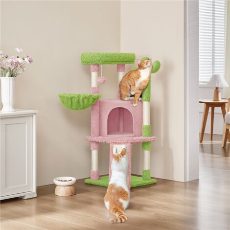 Arbre à chat Yaheetech - Cactus - Sisal - 42,5 x 42,5 x 106,5 cm - Rose/Vert