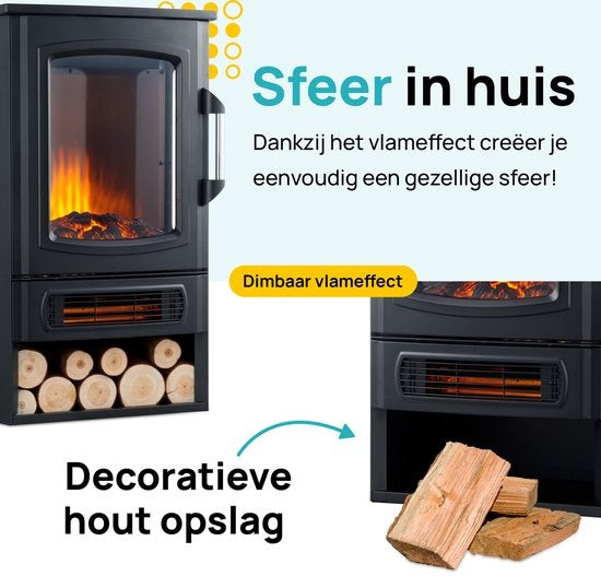 MOA Poêle électrique - Cheminée d'ambiance - Emplacement pour bois décoratif - EFS183C