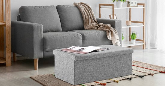 Banc de rangement Casaria - 80x40x40cm Cuir synthétique pliable 100L - Gris