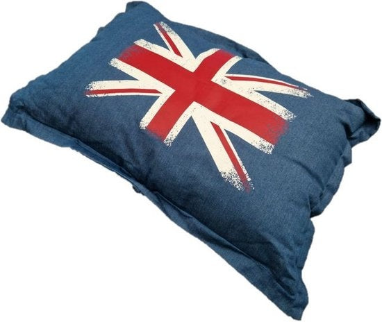 Dogi - Coussin pour chien Union Jack - drapeau anglais - 80x60cm - Panier pour chien Bleu foncé