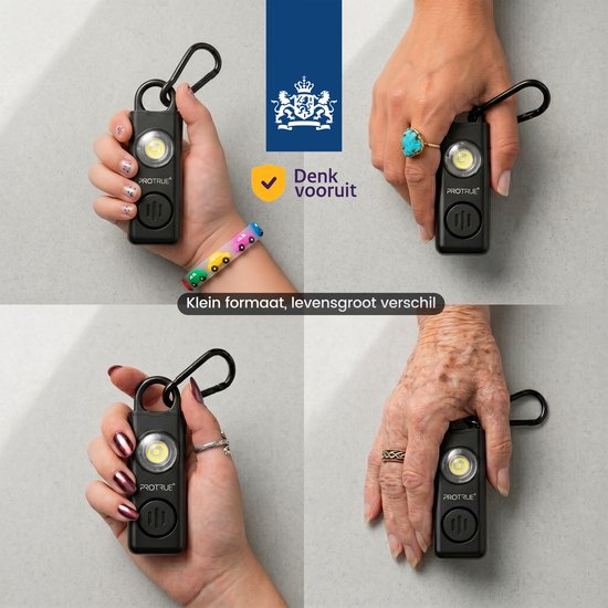 Alarme personnelle - Porte-clés d'autodéfense - Alarme de poche 130 dB avec lampe de poche - Spray au poivre - Rechargeable