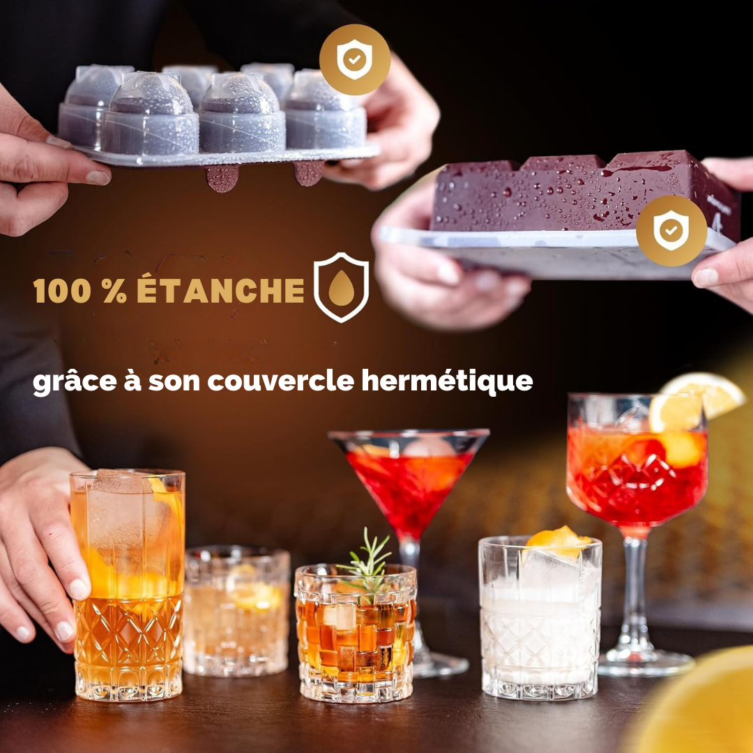 Moule à glaçons Neighbour's Friend - 6 glaçons XXL - Lavable au lave vaisselle - ø 4,5/5 cm - Marron