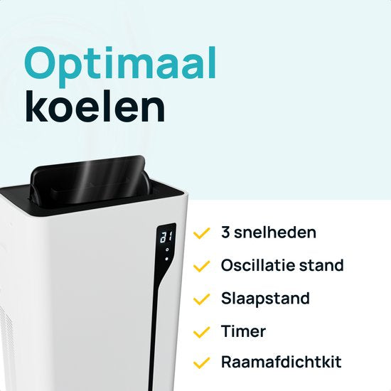 MOA Climatiseur mobile - 12 000 BTU - Avec télécommande - Jusqu'à 35m² - Climatiseur avec fonction de déshumidification - Kit d'étanchéité pour fenêtre - Blanc