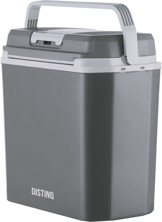 DistinQ Glacière électrique pour voiture et camping - Glacière électrique avec fonction chauffage - 12v 230 Volt - 20L - Gris
