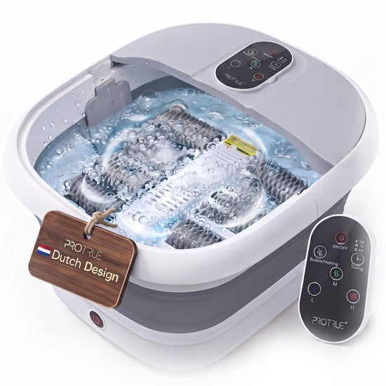 Bain de pieds ProTrue® avec massage - Bain de pieds électrique pliable avec rouleaux de massage - Appareil de massage des pieds avec fonction bulles et chauffage jusqu'à 46 °C