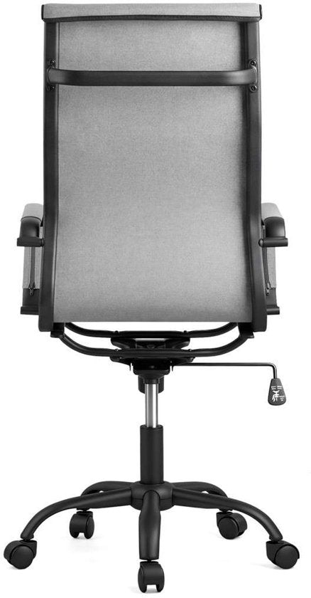 Feel Furniture - Fauteuil de bureau de luxe - Dossier haut - Gris clair avec structure noire mate