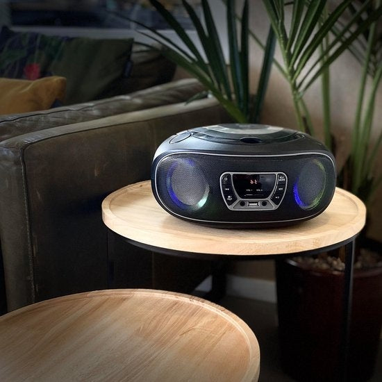 Denver Portable Radio CD Player Kids - Bluetooth - Light Effects - Boombox - AUX - FM - TCL212BT - Grey