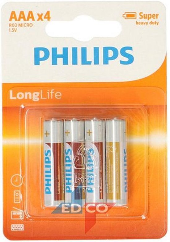 Philips LongLife Battery AAA 4-pack