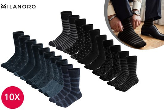 Milanoro - 10 paires de chaussettes en coton élégantes pour homme - Bleu marine - 43-46
