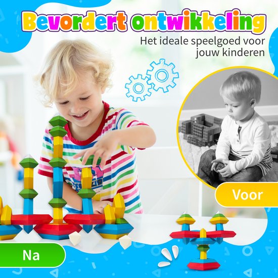 MontiPlay® Build Buddies - 60 Piece Block Tower - Jouets éducatifs Montessori - Briques et blocs à empiler - Jouets STEM et sensoriels pour les tout-petits - à partir de 3 ans - Jouets pour enfants - Blocs de construction - Toy Book 2024
