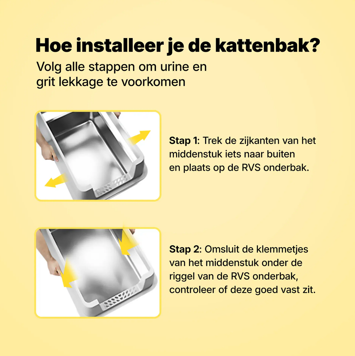 Bac à litière ouvert Jake & Jacky en acier inoxydable XXL - pour grands chats - avec pelle à litière, support et tapis de protection contre les projections