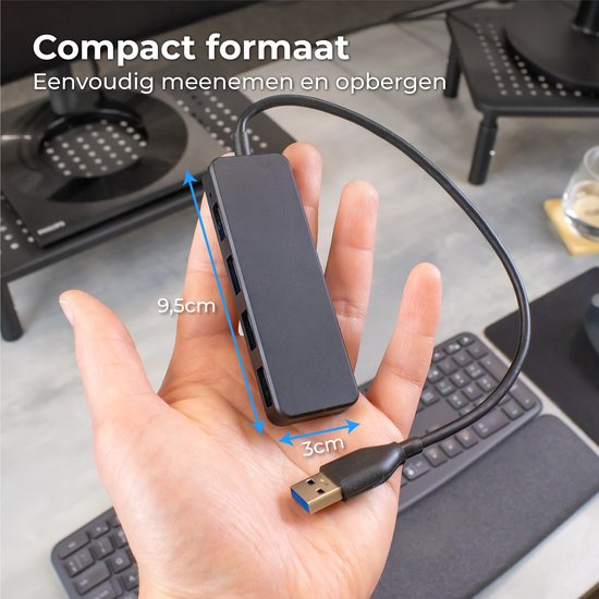 Nuvance - Hub USB 3.0 - 4 ports - Inclut un convertisseur USB C - Répartiteur USB - Noir