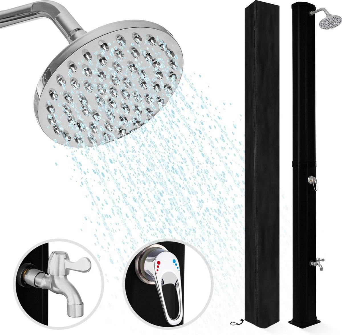 LifeGoods Douche extérieure - solaire - 35L - noir