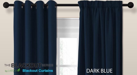 Larson - Rideau occultant uni de luxe - avec crochets - 1,5 m x 2,5 m - Bleu foncé