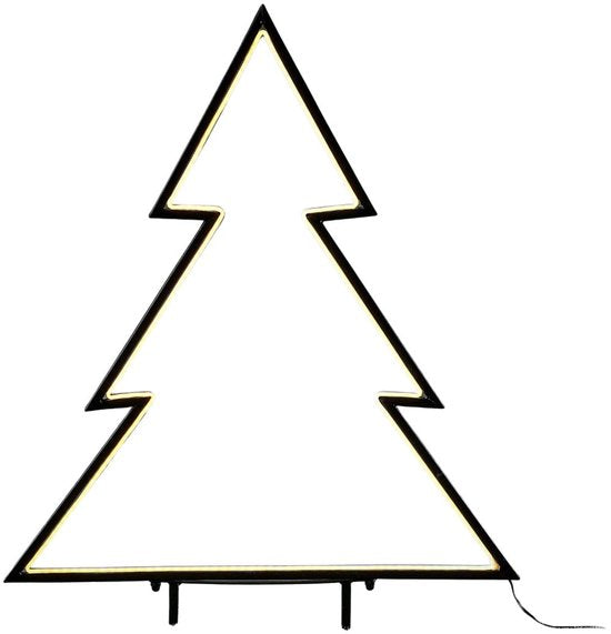 Luca Lighting Garden d'Light - Tige décorative pour sapin de Noël d'extérieur - Décoration de Noël d'extérieur avec lumières LED blanc chaud - Décoration de Noël avec minuterie et 8 modes d'éclairage - Guirlande lumineuse - L 72 x H 100 cm - Noir
