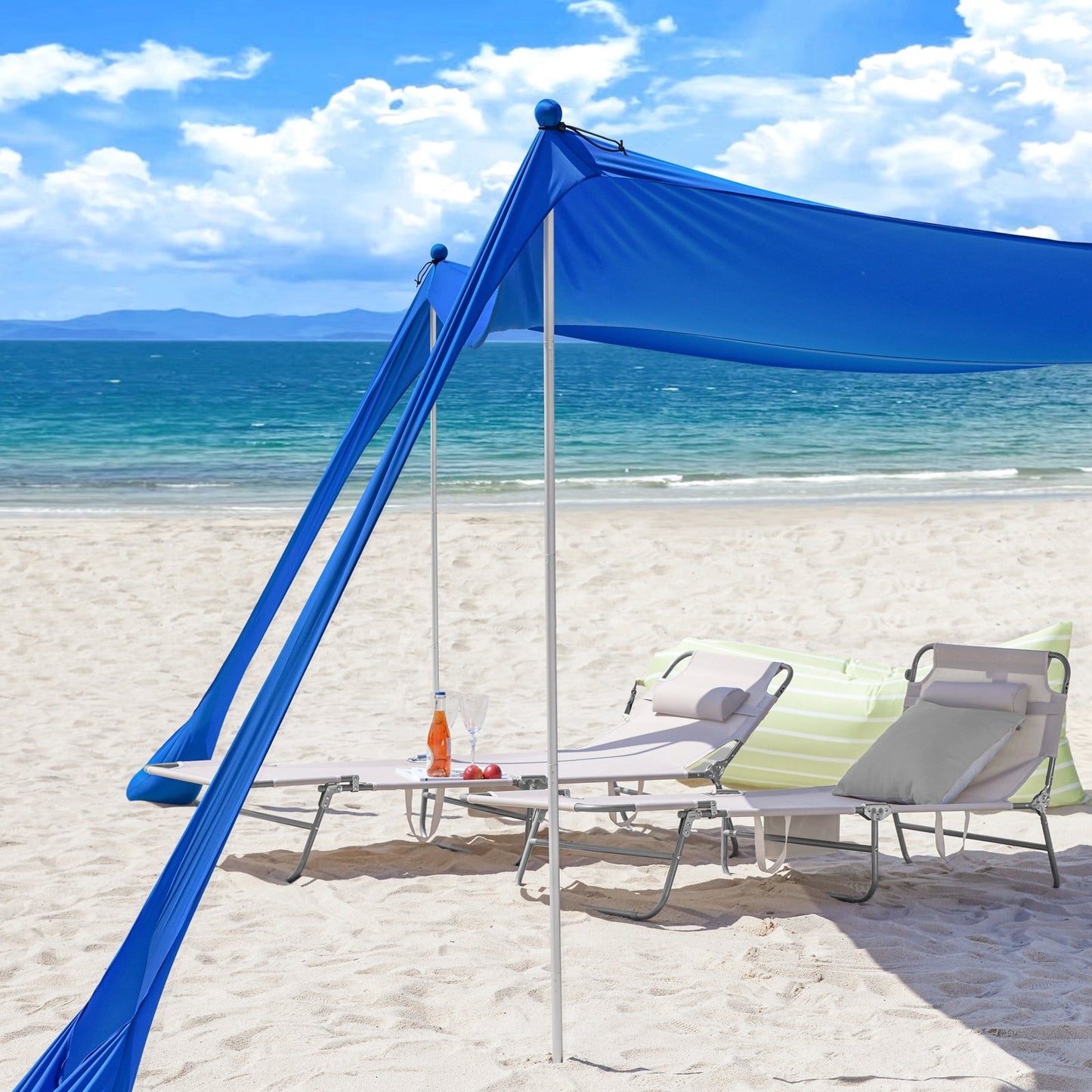 SoBuy OZT02-DB Tente de plage 400x400x200 cm - Bleu roi - Lycra Polyester - UPF 30 - Tente de plage portable avec sac de transport