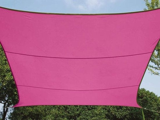 Perel Toile d'ombrage, hydrofuge, 4 x 3 m, 160 g/m², polyester, rectangle, fuchsia
